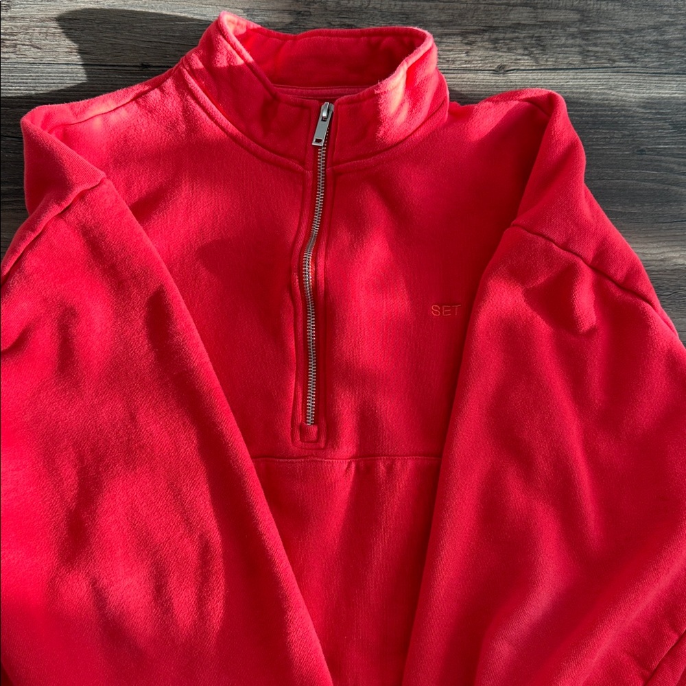 Set Active Red Quarter Zip Pullover - image 1
